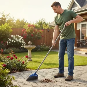Outdoor Commercial Heavy Duty Broom with PET Broom Head Plastic Broomstick Indoor Outdoor Floor Cleaning Sweeping Broom Dustpan