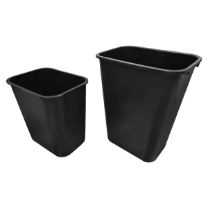 Outdoor Commercial Plastic 41 Quart Black Rectangular Waste Basket Trash Can Bin for Home Kitchen Desk Cabinet Sink NO.8409 41