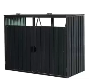 Outdoor Eco friendly 2 Compartment Waste Bin Storage Box Garden Standing Structure Weather Resistant Recycled Material