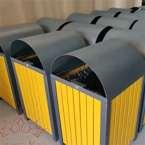 Outdoor Furniture Commercial Wood Recycle Waste Bin Urban Street Landscape Garbage Container Trash Can Public Rubbsih Litter Bin