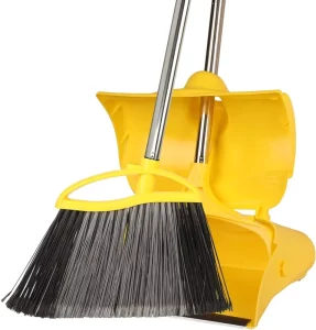 Outdoor Heavy Duty Dustpan with Long Handle Portable Broom Bristle for Home Use