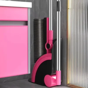 Outdoor Indoor Fold Broom with Dustpan Combo Set Upright Dust Pans with Long Handle Floor Sweeping Broom and Dustpan Set