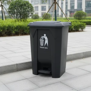 Outdoor Indoor Kitchen Plastic 30L Standing Foot Pedal Water Resistant Big Waste Bin with Lid