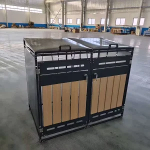 Outdoor Large Commercial Mobile Galvanized Steel Metal Street Rubbish Storage Waste Bin