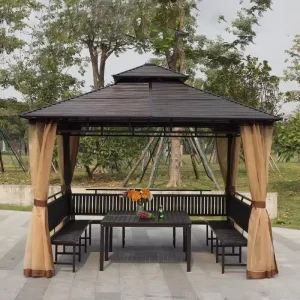 Outdoor Metal Four-Post Pavilion Canopy with Galvanized Roof