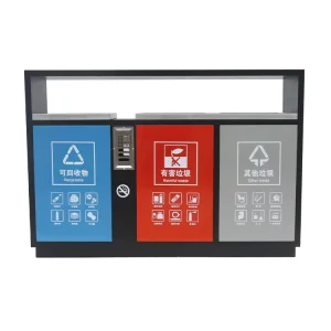 Outdoor Metal Sorted Garbage Trash Can Outside Garden Street Large Recycle Waste Bin Public Commercial Steel Segregated Dustbin