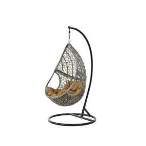 Outdoor PE Rattan Hanging Chair Garden Durable Steel Frame Egg Chair with Waterproof Cushion for Patio Courtyard Hotel