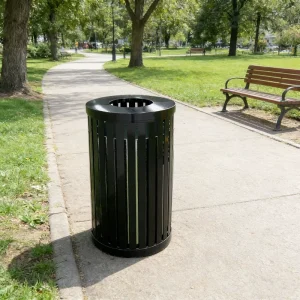Outdoor Park Street Metal Weatherproof Galvanized Large Capacity Anti odor Durable Modern Trash Bin
