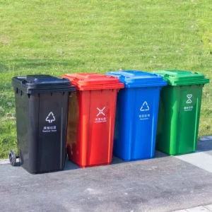 Outdoor Plastic Trash Cans Waste Garbage Bins with Wheels Dustbin
