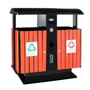 Outdoor Plastic Wood Waste Bins Recycling Trash Cans and Ashtrays for Public Street & Parks Scenic Areas
