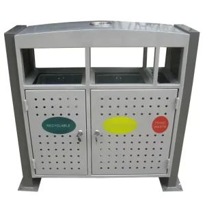 Outdoor Public Commercial Metal Dustbin Classified Recycling Waste Bin Large 3 4 Compartments Mild Steel Garbage Trash Can