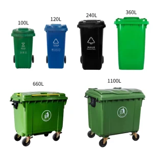 Outdoor Recycle Pedal Mobile Wheelie Plastic Dustbins 120L-1100L Waste Bins 240L 360L 660L 1100 Liter Garbage Bin