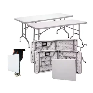 Outdoor Rentals Wedding Folding Dining Table 8 Seater Foldable 6ft foot White Plastic Waterproof Rectangular Outdoor Furniture