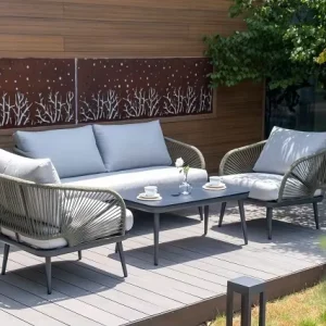 Outdoor Semicircle Patio Garden Sofa Set Waterproof Frame