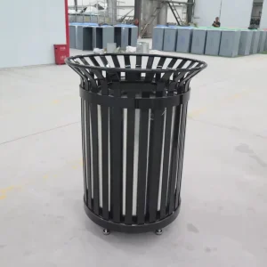 Outdoor Street Furniture Bin Public Galvanized Trash Can Waste Bin Anti odor Weatherproof Decorative Metal Bin