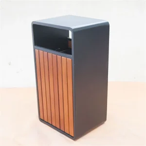 Outdoor Street Furniture Commercial Trash Can Park Garden Wooden Large Rubbish Waste Bin Roadside Garbage Container for Public