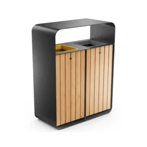 Outdoor Street WPC Wood Recycling Bin Pedal Waste Bins Trash Can Big Style 12L-40L Indoor Storage Steel PVC Iron Plastic