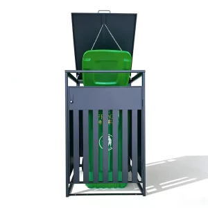 Outdoor Trash Bin Enclosure 1 2 3 4 Compartment Waste Storage with Steel Frame Lockable Doors Lids Water Resistant Eco Friendly