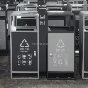 Outdoor Use Classification Stainless Steel Basket Outdoor Waste Segregation Bin for Outdoor with Lid Metal Smart Waste Bins