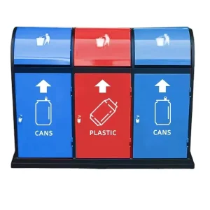 Outdoor Waterproof Sturdy Eco Friendly Metal Recycling Trash Waste Bins Factory Customized Public Commercial Use