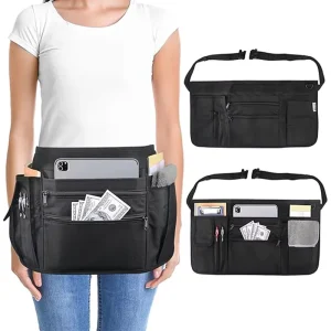 Oxford Waitress Half Apron with Multi Functional Pockets for Restaurant Staff Mobile Vendors and Horticulturists