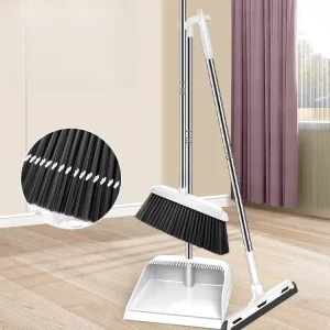 PBH03lilin Broom and Dustpan Set Long Handle Heavy Duty Non Stick Hair Windproof Dust Pan Floor Sweeper Cleaning Tool