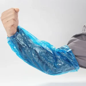 PE Plastic Disposable Waterproof Arm Sleeve Covers 40x20cm Blue & White for Home Use