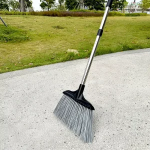 PP Broom Head Encrypted Bristle Type Durable Plastic Outdoor Broom with Long Stainless Steel Handle and PET Bristles