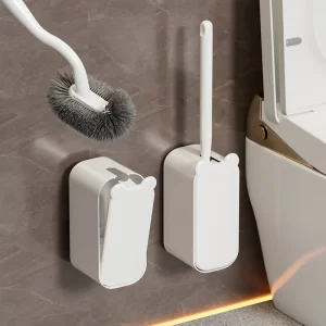 PP Brush Head Eco Friendly Durable PP Handle Cat ear White Lid Wall mounted Toilet Brush