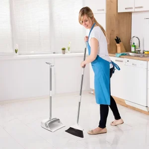 PP Icy White Aluminum Broomstick 87cm 4 PCS Simplicity Style 1kg Home Cleaning Broom and Dustpan Set
