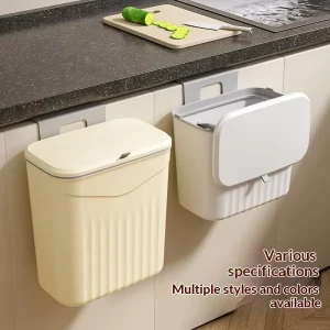 PP Material Kitchen Trash Can with Punch-Free Wall-Mounted Design and Large Capacity
