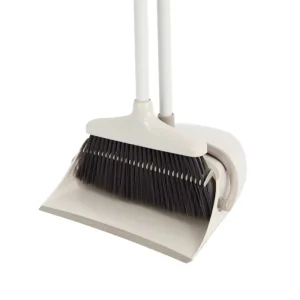 PP PET Head Aluminum Broom and Plastic Dust Pan Set Icy White 87cm 4 Piece for Home Cleaning