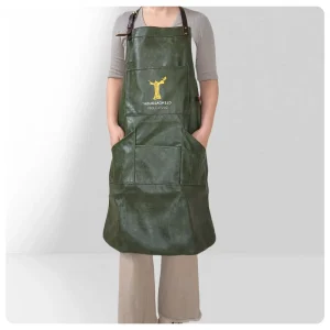 PU Soft Leather Sleeveless Bib Apron Waterproof and Oil Resistant for Cleaning Use