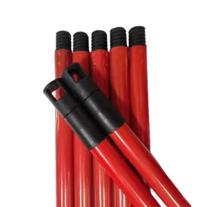 PVC Coated Red Metal Broom Stick Plastic Broom Metal Mop Head