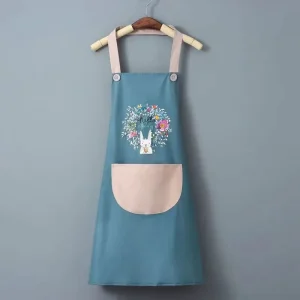 PVC Waterproof Bib Apron Cartoon Design Custom Printing for Women’s Kitchen Use Small Batch Home Waist Logo Wipeable Hands
