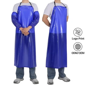 PVC Waterproof Oil Proof Apron Adjustable Neck Hanger Long Large Size Soft Acid Alkali Resistant for Food Industry Abattoir