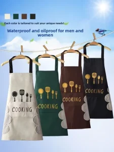 PVC Waterproof Oil-Proof Hand-Wiping Sleeveless Waist Apron for Kitchen Home Cooking Unisex