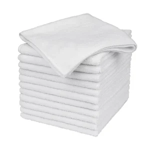 Pack 10 40 X 40cm 200gsm Microfiber Cloths in White for Kitchen Cleaning Bulk Housewares Towel