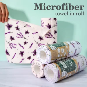 Packing Multi Purpose Lavender Tear Off Microfiber Towel Roll Rag Absorbent Weekly Replaceable Kitchen Cleaning Cloth Roll