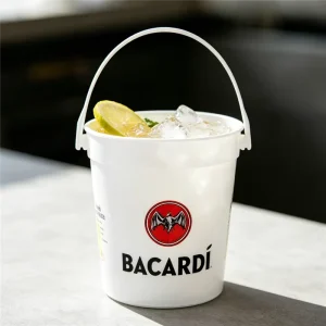Party Rum Buckets 32 oz Cocktail Rum Buckets for Parties Clear Customizable Plastic Drink Bucket with Handle