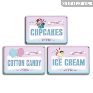 Pastel Vintage Cotton Candy Metal Sign, Candy Store Wall Art