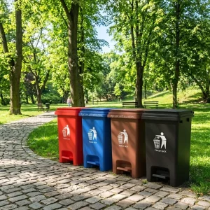 Pedal operated Rectangular Plastic Eco Friendly Waste Bin 30 Liters with Lids for Home Kitchen