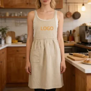 Personalized Floral Linen Apron for Nail Salon Uniform Breathable Custom Logo Bulk Only for Beauty Studio Professional