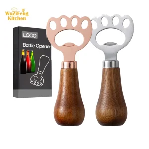 Personalized Solid Wood Handle Stainless Steel Wine and Beer Bottle Opener