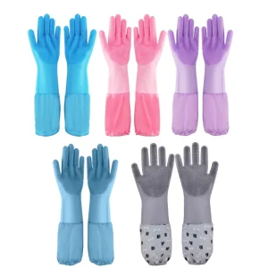 Pet Bathing Gloves for Cats and Dogs Lengthened and Velvet Anti scratch Massage Brush Waterproof Household Silicone Dishwashing