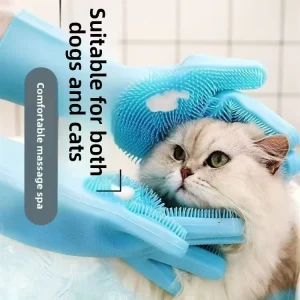 Pet Cleaning Silicone Bathing Gloves Pair for Cats & Dogs Massage & Deshedding Multi Functional Household Cleaning Brush