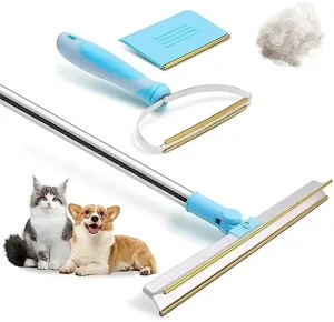 Pet Hair Removal Tool Set Large Metal Pet Hair Remover Retractable Mop Type Carpet Hair Remover with Long Handle