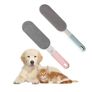 Pet Hair Remover Lint Brush Self Cleaning Base Improved Handle Double sided Fur Brush