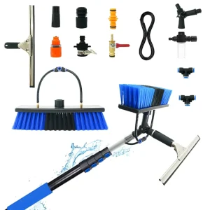 Photovoltaic Panel Cleaning Brush System Aluminum Telescopic Pole with Water Fed Squeegee