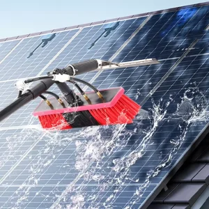 Photovoltaic Panel Cleaning Tool Water-Through Brush Spray-Water Scrubbing for Glass and Wall Cleaning